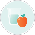 Glass of water and apple