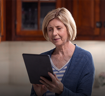 Woman looking at a tablet